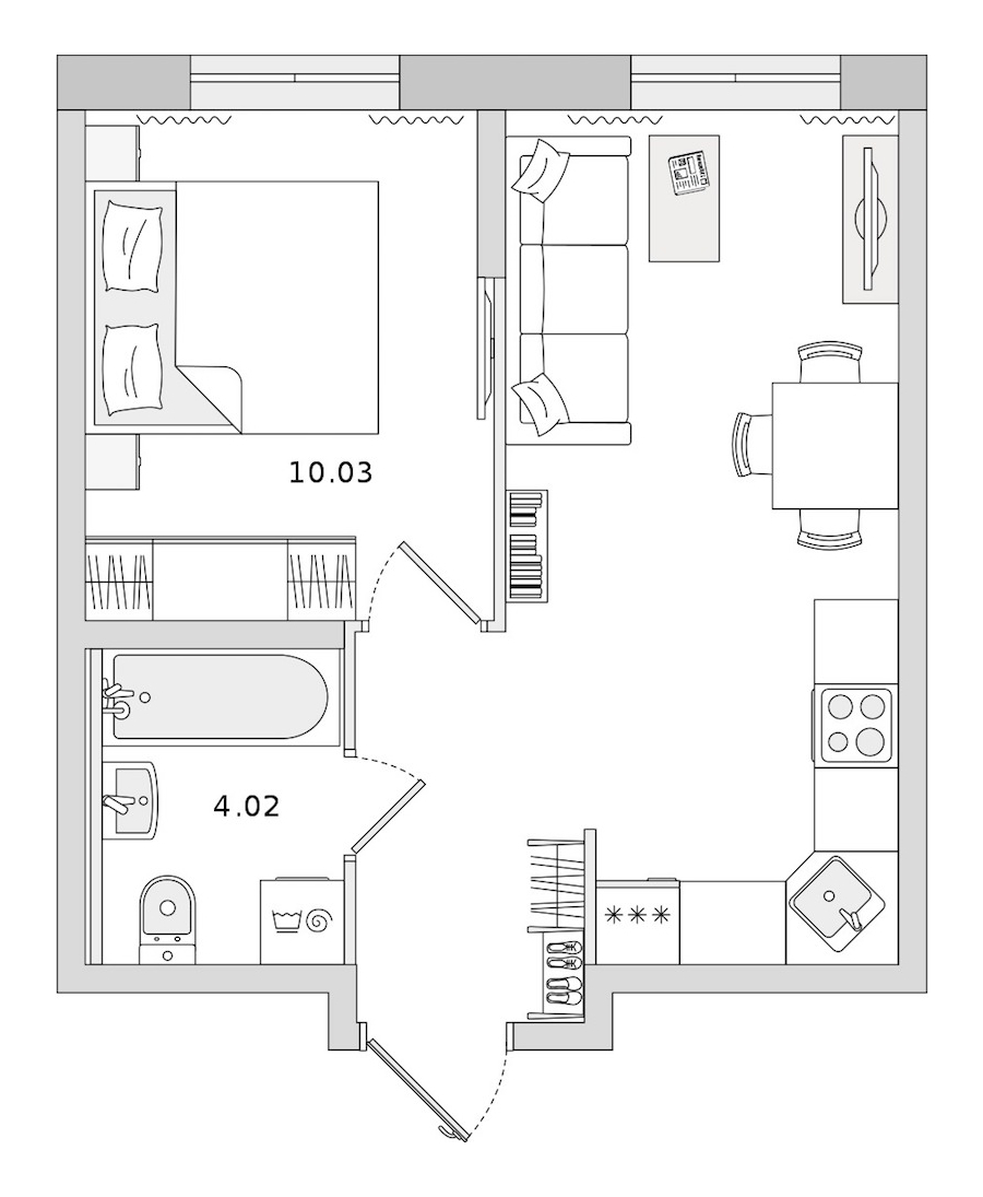1-комнатная квартира 33.66 м², 2/21 эт., ЖК «Новые горизонты 2»